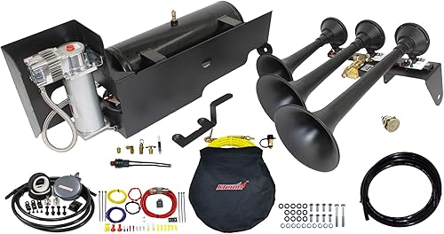 Kleinn Air Horns SDKIT-734 Bocina de tren atornilladasistema de aire a bordo definitivo para camiones diésel Ford F-250F-350 Super Duty