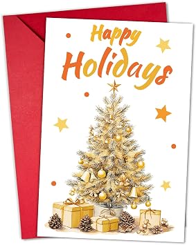 Happy Holiday Greeting Cards,Merry Christmas Greeting Cards with Envelope,Unique Xmas Decorations Gifts Card for Kids,Parents,Dad, Mom, Brother, Sister, Friends