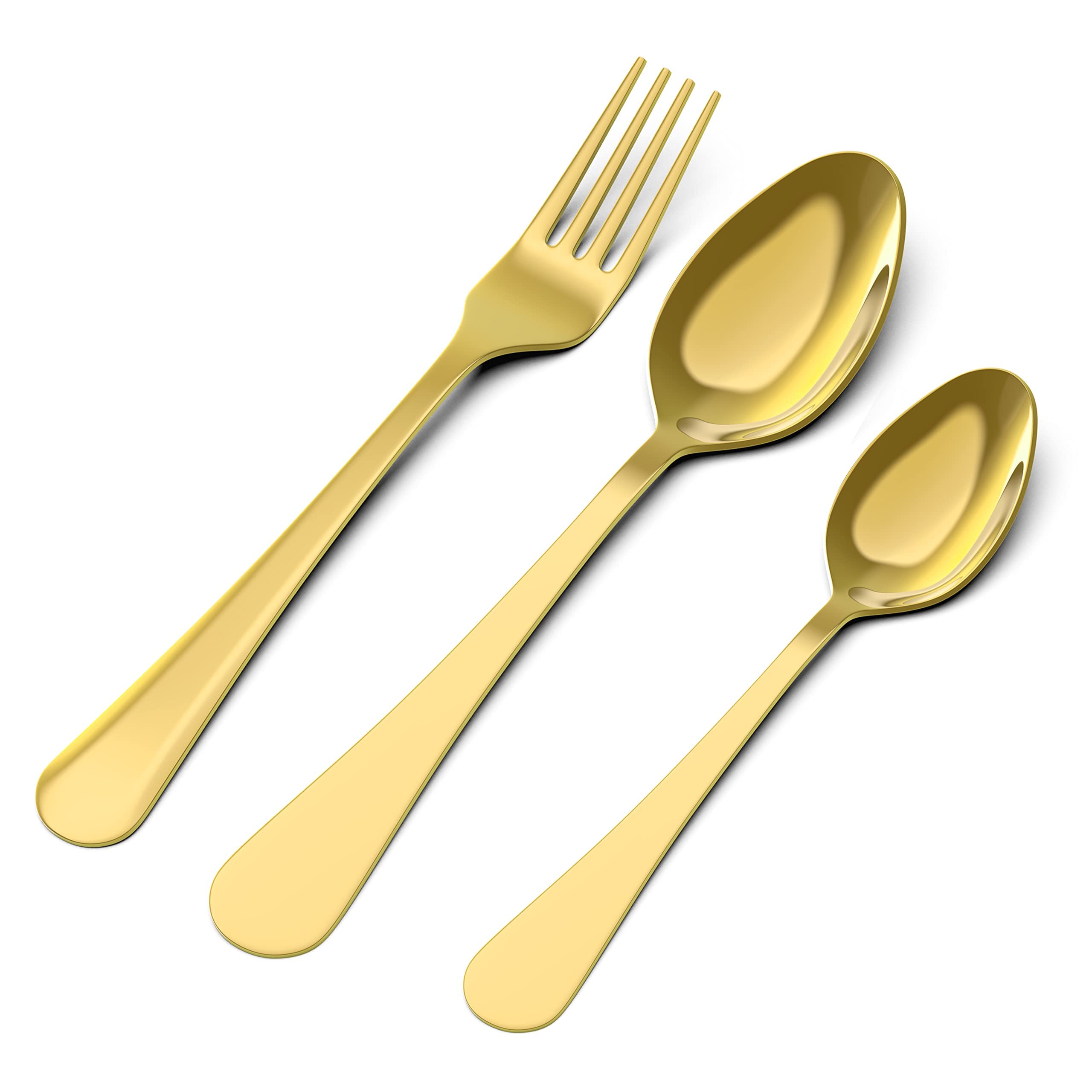 AXIOMStainless Steel Cutlery Set. Golden 18 Pieces Premium Spoons & Forks (6 Dessert Spoon, 6 Dessert Fork, 6 Tea Spoon) Gold Colour Flatware for Luxury Dining. Neo