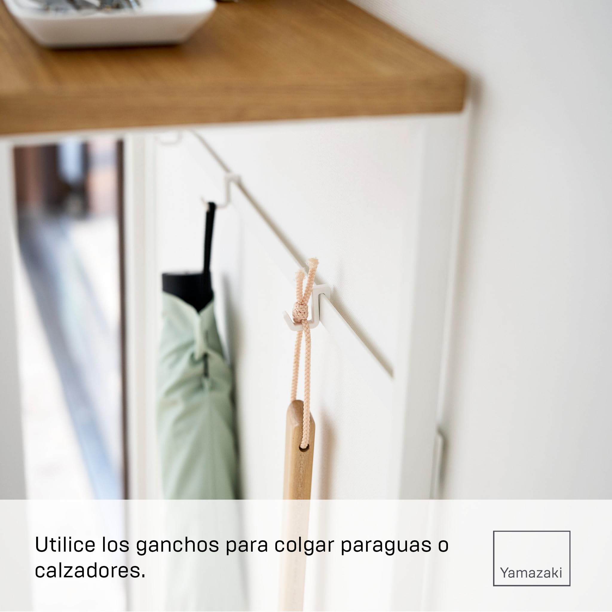 YAMAZAKI 5164 Tower Console Table, White, Steel/Wood, 60 x 18.5 x 80.5 cm