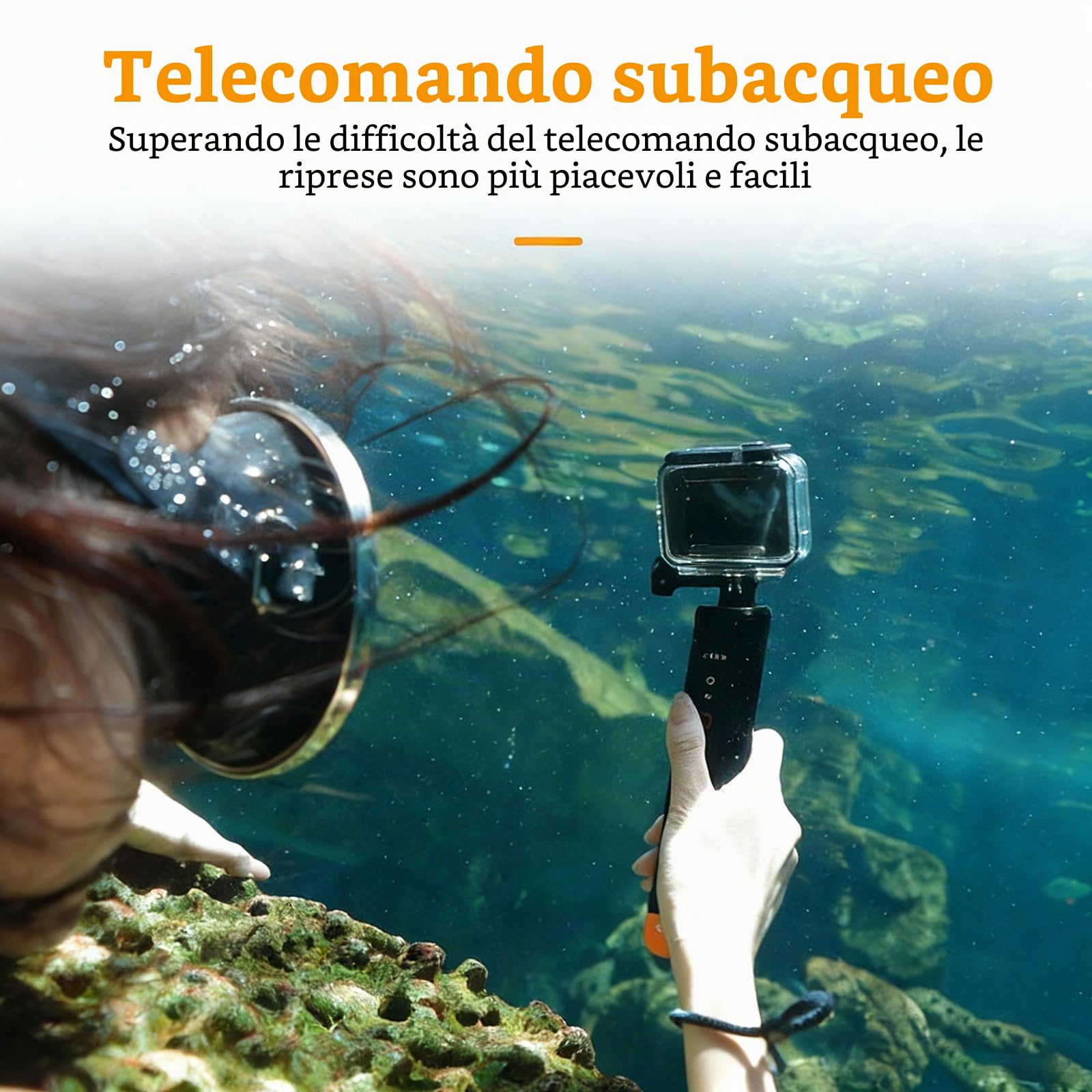 Selfie stick con impugnatura subacquea, monopiede impermeabile con telecomando Bluetooth, impugnatura galleggiante per fotocamera subacquea, adatta per action cam GoPro Hero 13/12/11/10/9