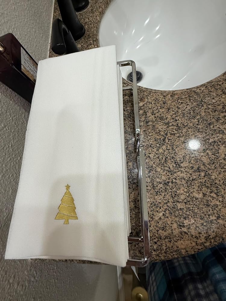 Goodluck 50 Pack Disposable Gold Christmas Tree Napkins for Party, Dinner, Wedding