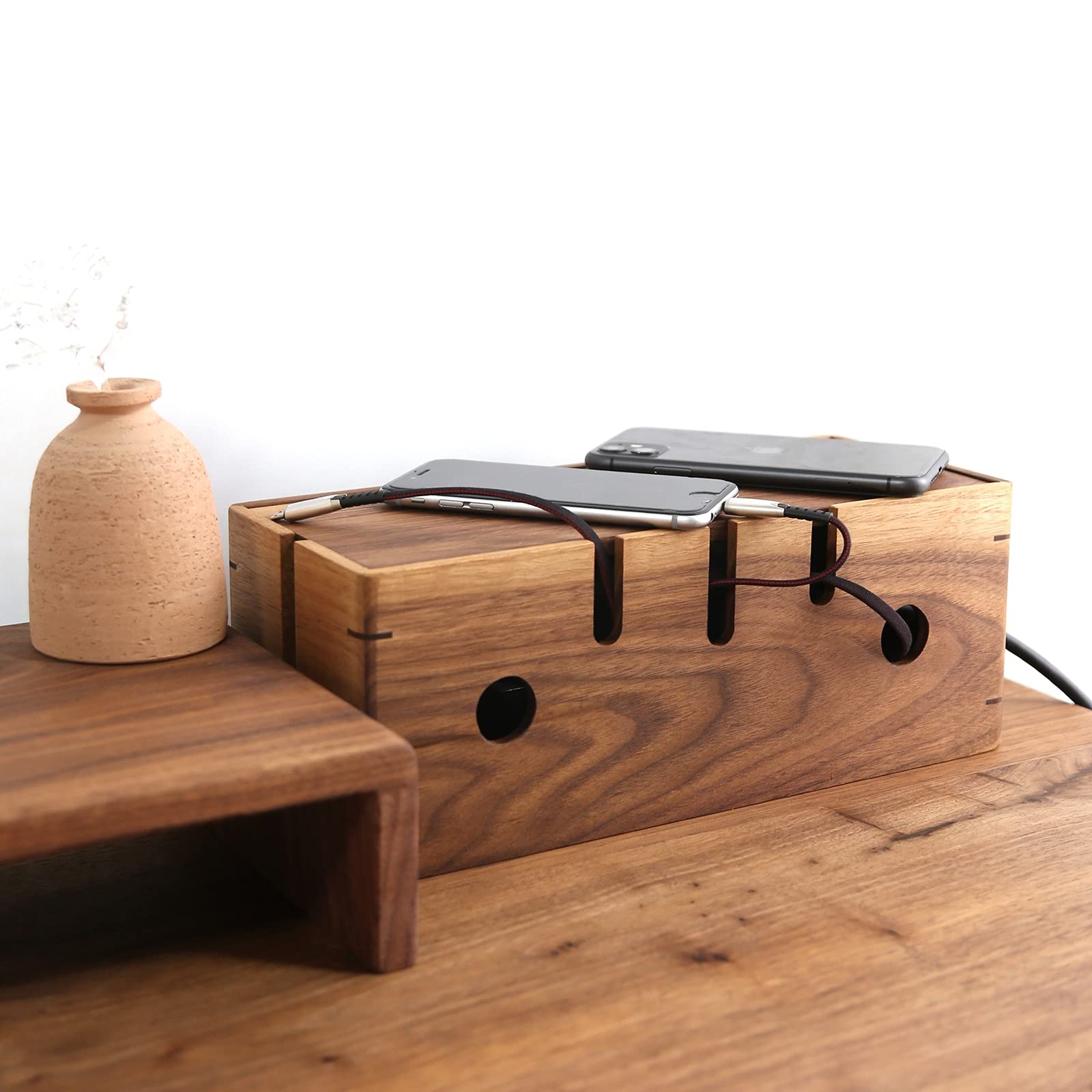 Kabelmanagement-Box Holz-Kabel-Organizer-Abdeckung Versteckbox Desktop-Kabelmanagement-Box Rechteckige Steckdosenleisten-Aufbewahrungsbox zum Verstecken der Überspannungsschutzabdeckung auf dem Schr