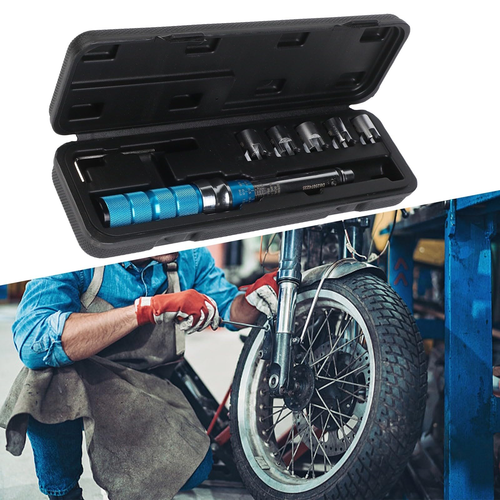 Chiave dinamometrica in acciaio alluminio 2-10 NM, 10 teste intercambiabili per manutenzione ruote moto, design compatto