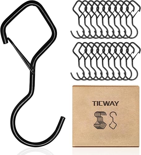 12 ganchos en S para colgar, ganchos resistentes de 4 pulgadas con hebilla de seguridad, ganchos de armario para colgar plantas, ropa, utensilios de