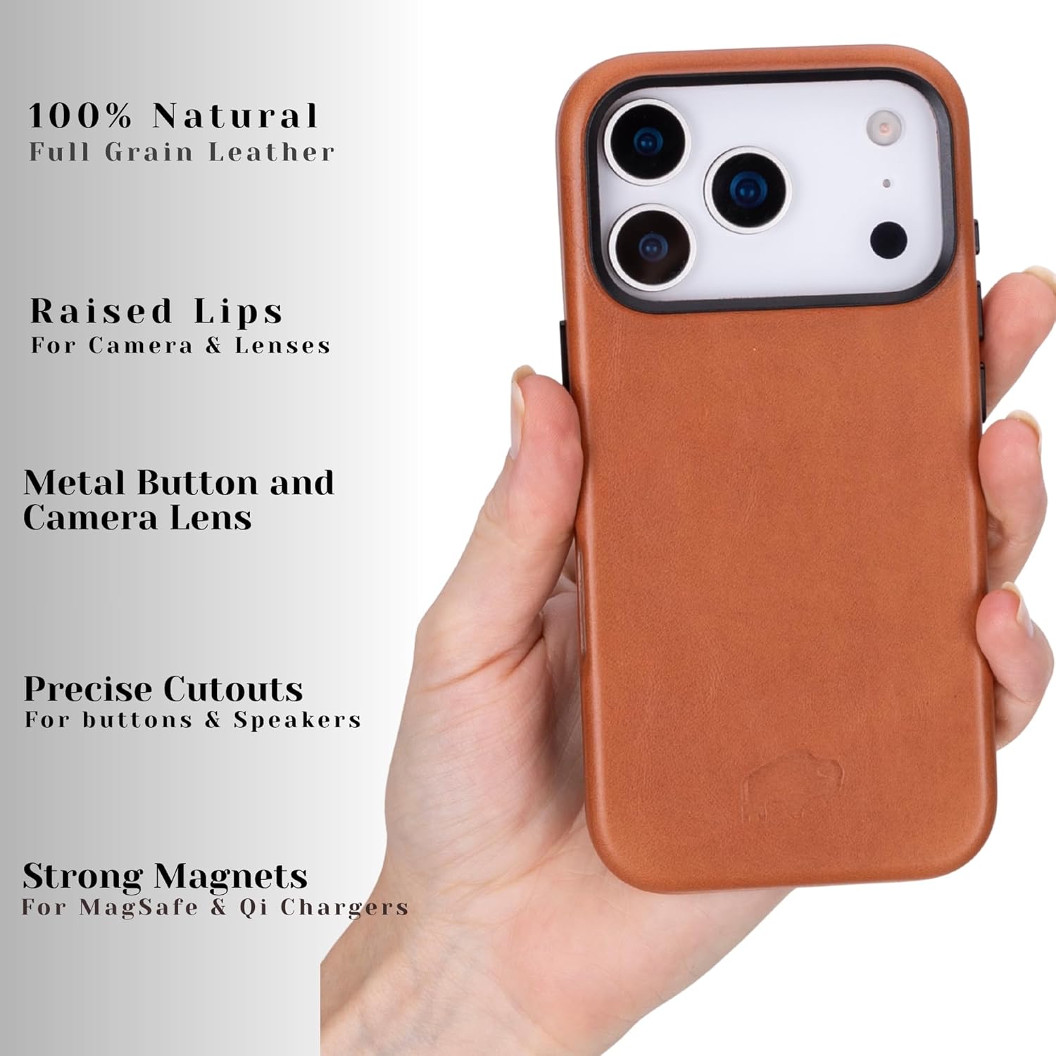 BLACKBROOK Leather Case for iPhone 17 Pro – Barlow Handcrafted Snap-On Cover, Full Grain Leather with 360° Edge Protection, MagSafe Compatible, Slim Protective Design, Luxury Gift Box Tan