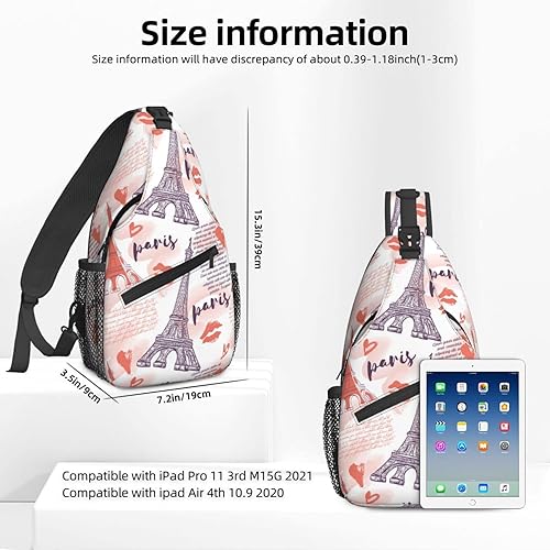 Miniatura 2 de NiuKom Bolsos cruzados para mujer, mochila de moda para hombre, bolsa de pecho, gimnasio, ciclismo, viajes, senderismo, mochilas, Torre Eiffel Besos