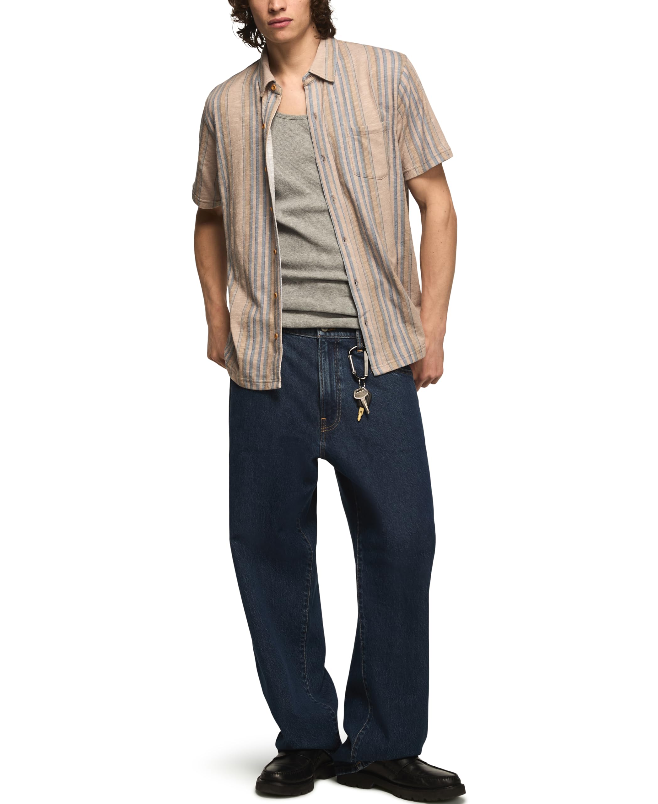 Photo 1 of Lucky Brand Southwestern Linen Short Sleeve Button Up Shirt size xl