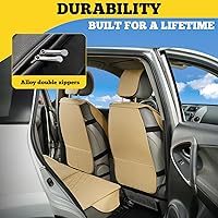 Vista 4 de LINGVIDO - Fundas de piel sintética para asientos de automóviles, protector deportivo e impermeable para vehículos, ajuste universal para Beige