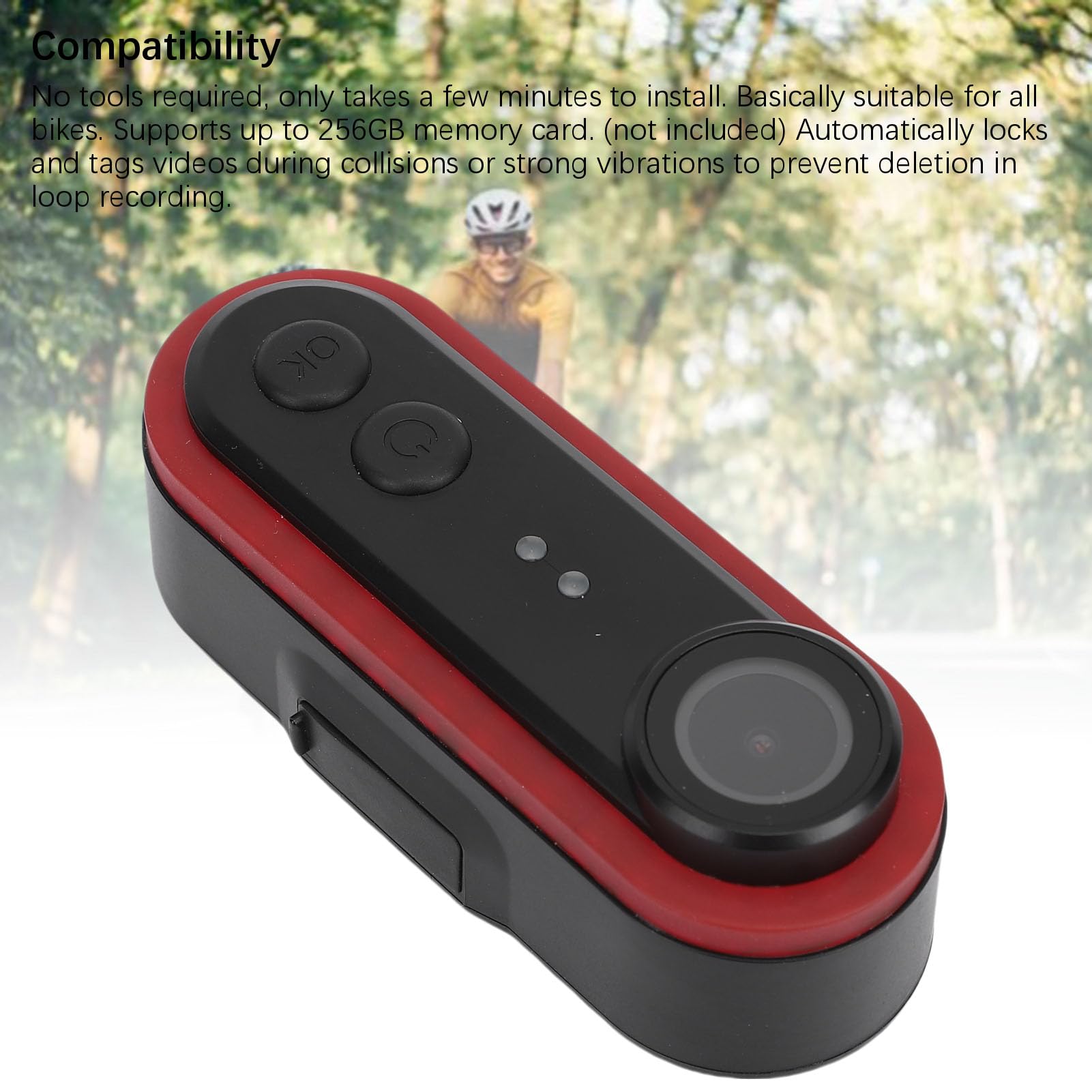CHICIRIS Rowerowa Kamera z Roweru 1080p z światłem Ogonowym szerokość 150 Stopni Kąt Kątowy Sport Kamera IPX6 Wodna Woda Powodowa 3500 MAh (64GB)