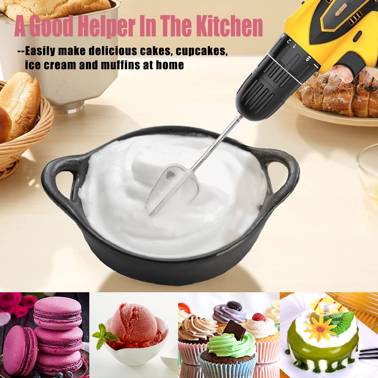 Set Accessori Frusta Elettrica Qazuwa | 3 Pezzi In Acciaio Inox | Per Sbattere Uova E Impastare | Compatibile Con La Maggior Parte Dei Frullatori