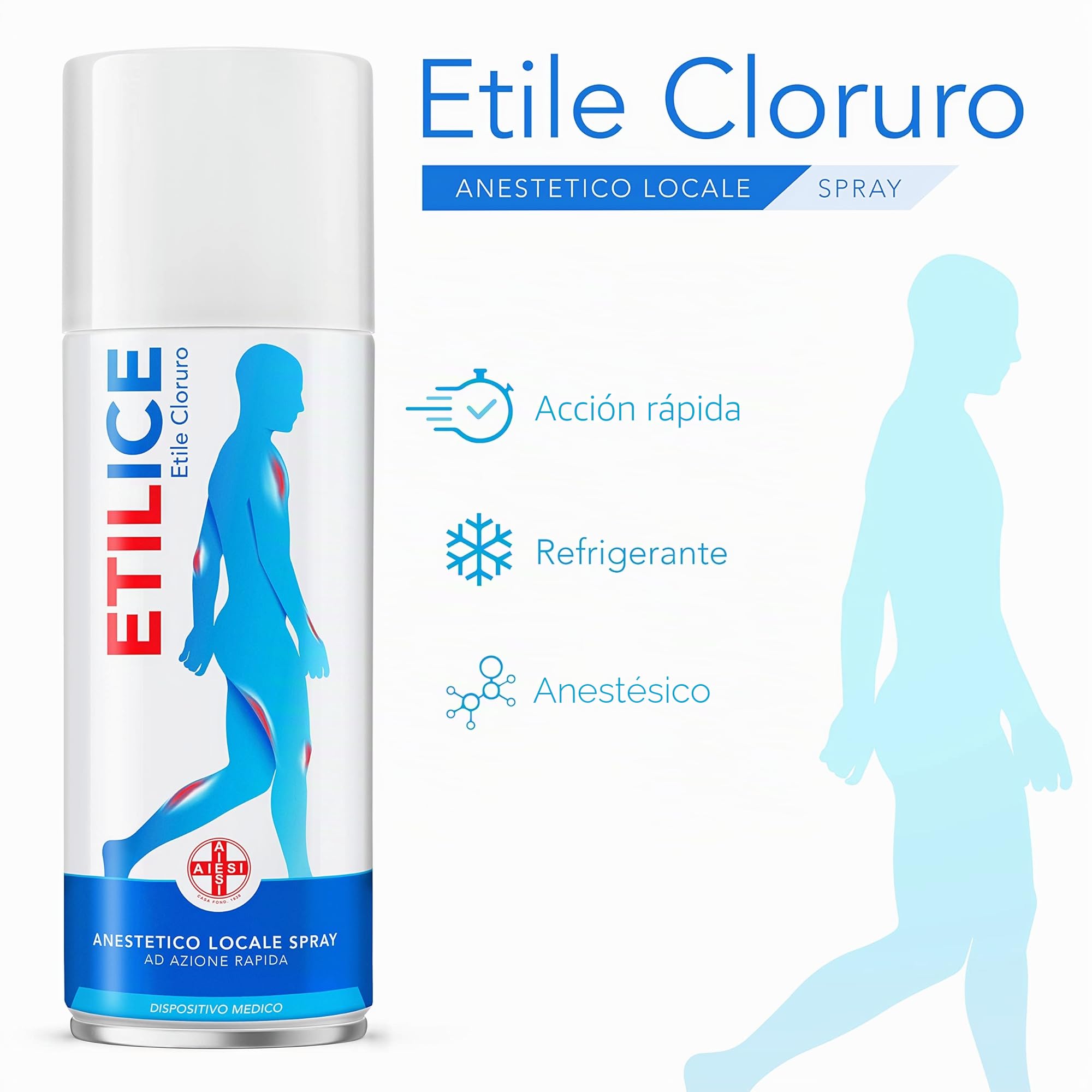 AIESI® Cloruro de etilo aerosol 175 ml ETILICE # Hielo Spray de anestesia instantáneo # Original Dr.Henning # Made in Germany