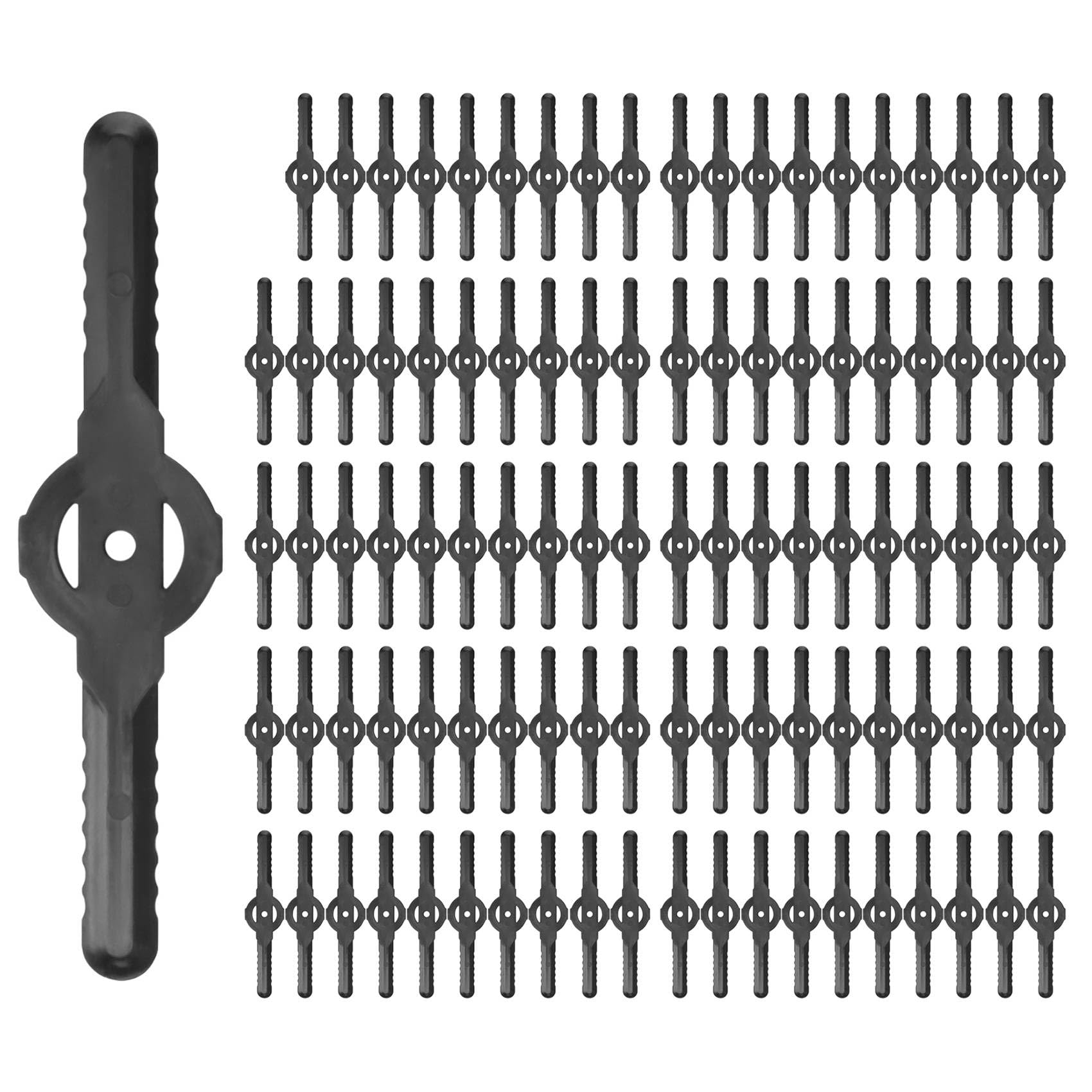 Jnchdghwa Black 100Pcs Plastic Grass Trimmer Blades Lawn Mower Blade Cordless Trimmer Garden Tool Lawn Mower Trimmer Accessories