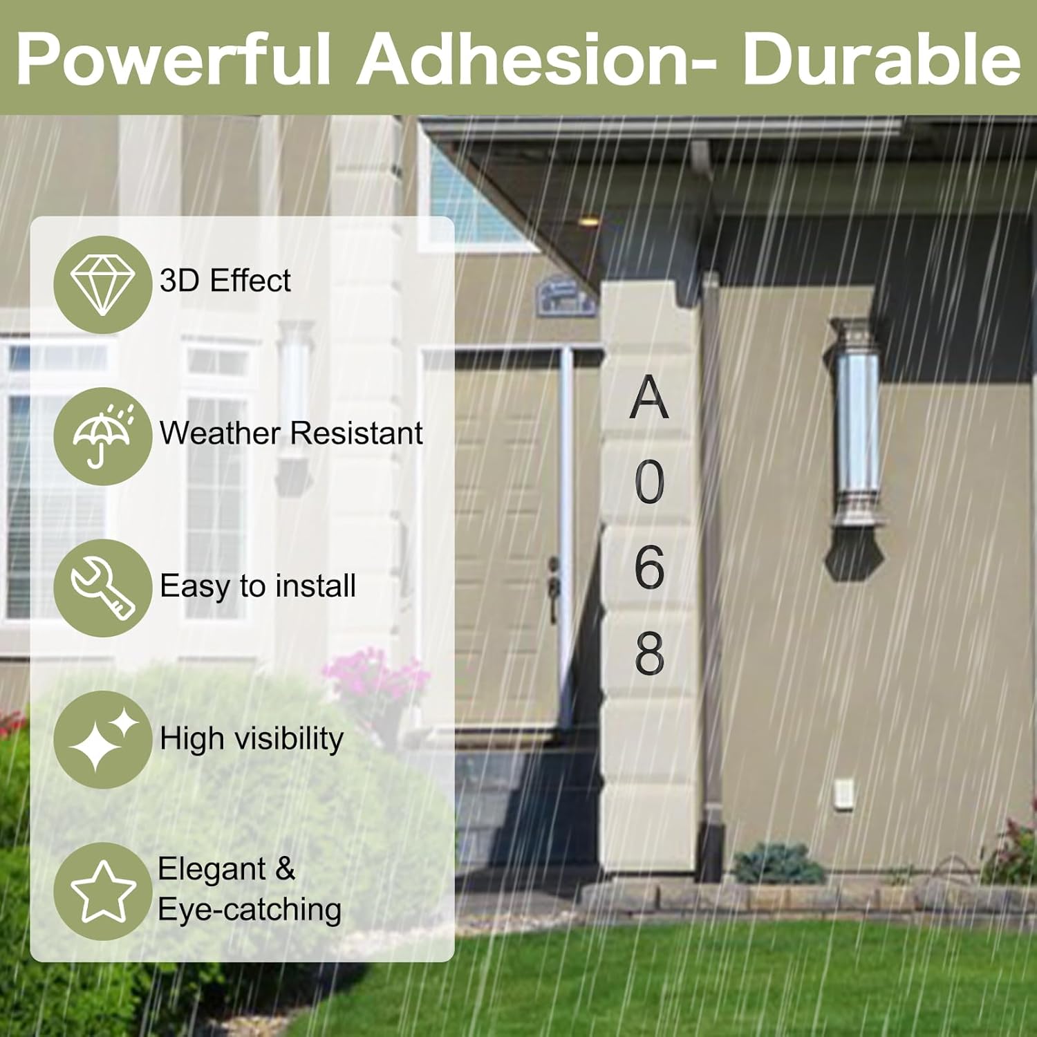 DEWEL 5 Inch Self Adhesive House Numbers, Mailbox Numbers Address Door Number,Acrylic Modern House Address Numbers and Letters for House Apartments Office Hotel Room Strong Adhesive Backing (Number 5)