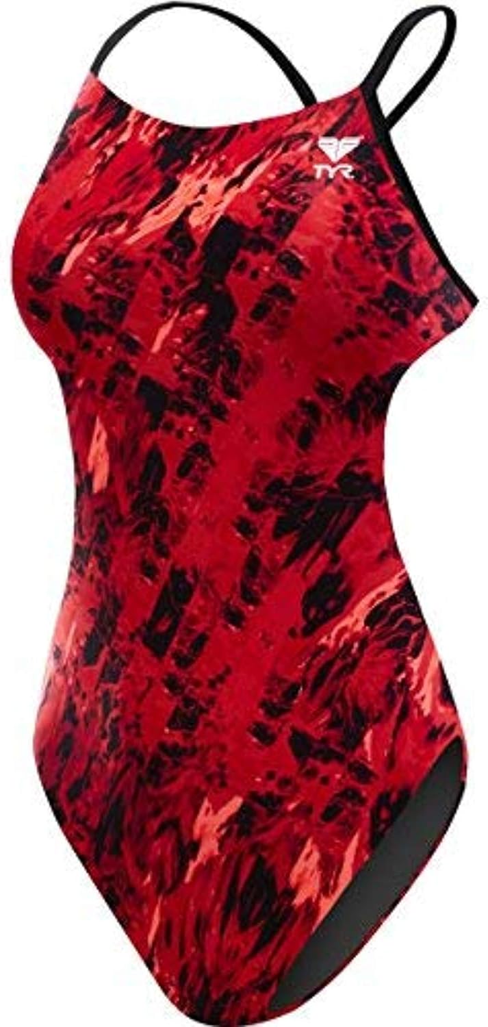 TYR Girls' Glisade Cutoutfit Red 24