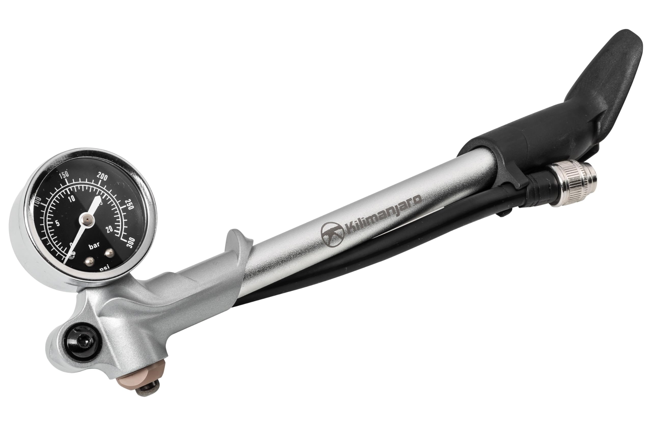 Kilimanjaro Bicycle Shock Pump with Aluminum Barrel and Shaft – Accurate Gauge for Suspension Forks and Rear Shocks – Durable Bike Repair Tool – 910550ECE