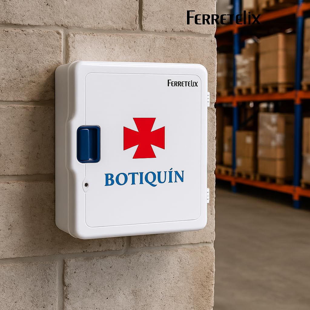 FERRETELIX® Armario Botiquín de Pared con Llave – 40 x 30 x 16 cm – Equipado para Primeros Auxilios – Ideal para Hogar, Oficina o Negocio