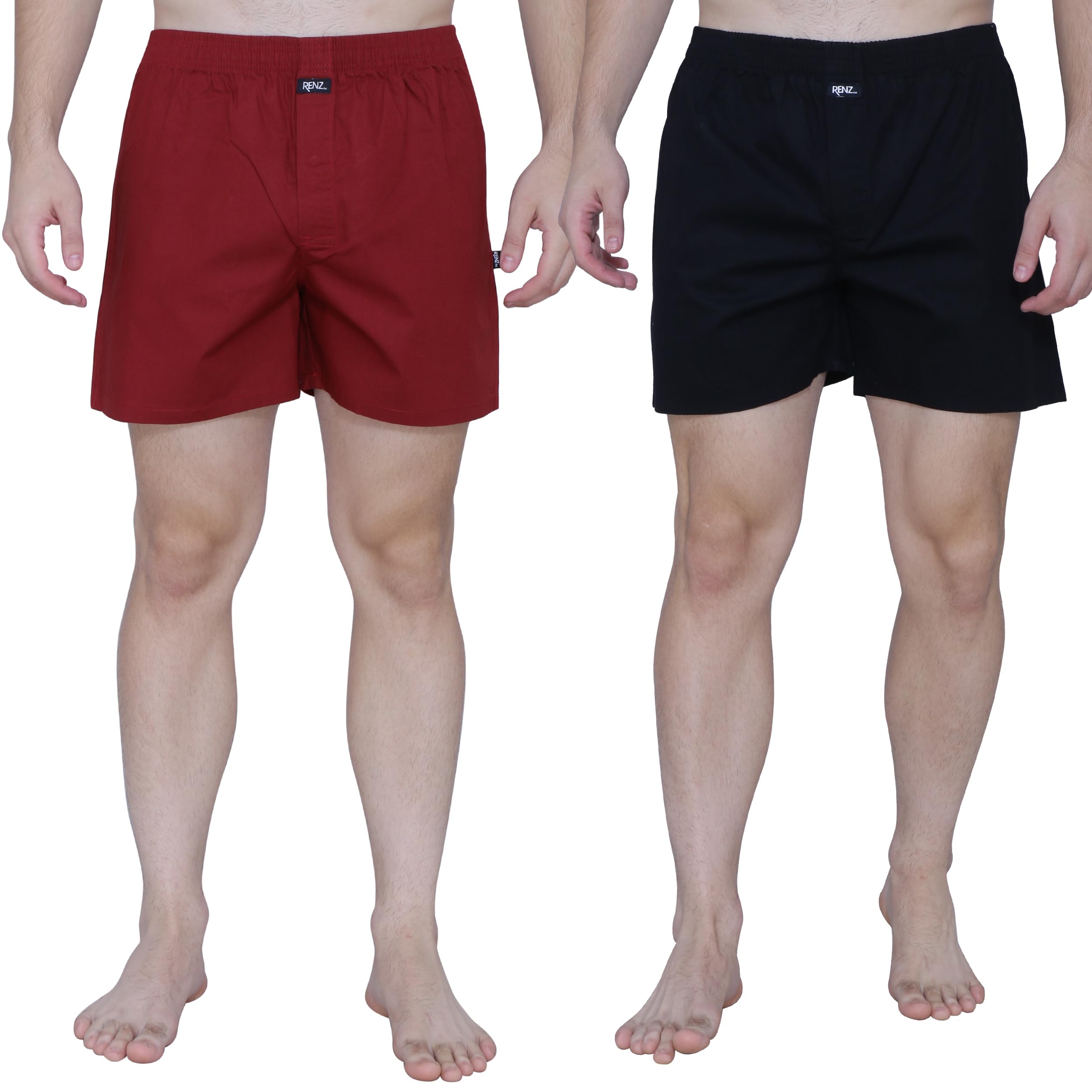 | Men's Solid 100% Cotton Boxer | Light Weight Mens Boxer Shorts | Elastic Waist Regular Fit Mans Shorts | Soft Cotton Casual Wear Pant for Men, Pack of 2-image-19