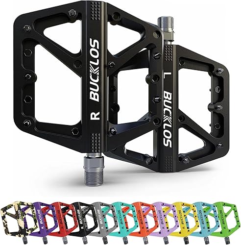 Miniatura 14 de BUCKLOS Pedales de Bicicleta de Montaña MTB Pedales Planos, Bicicleta de Carretera para Adultos Plataforma Grande Pedal Antideslizante de Nylon