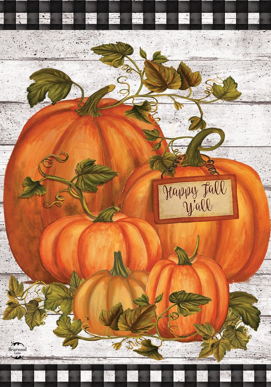 Black and White Pumpkin Burlap Fall House Flag Autumn Welcome Checkered 28"x40"