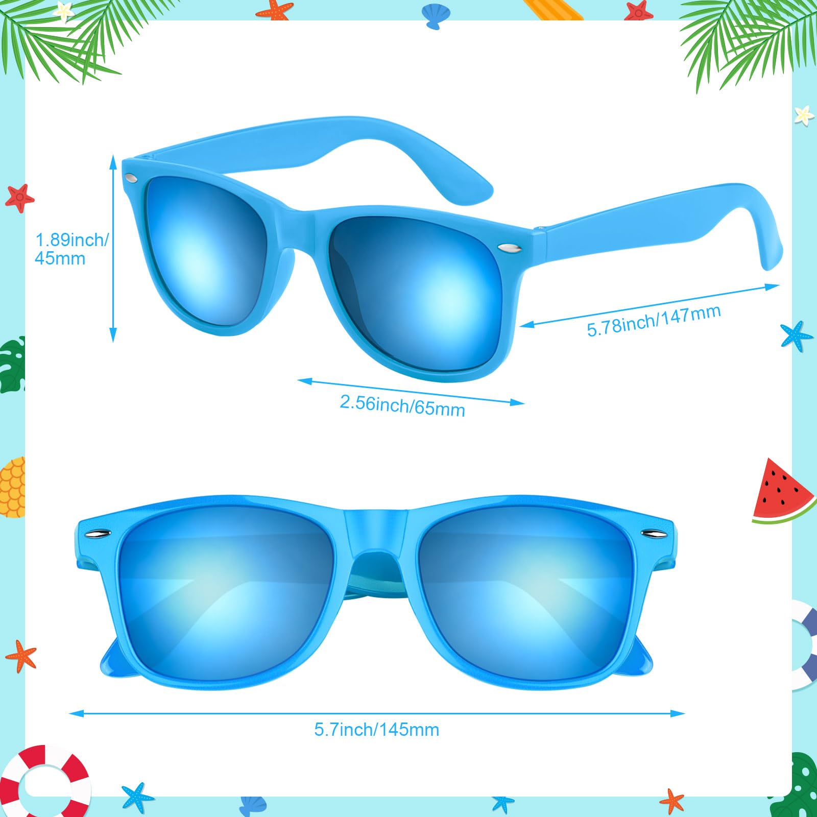 Lot de 12 lunettes de soleil fluo avec verres colorés en vrac pour anniversaire, plage, piscine, fête, 12 couleurs vives