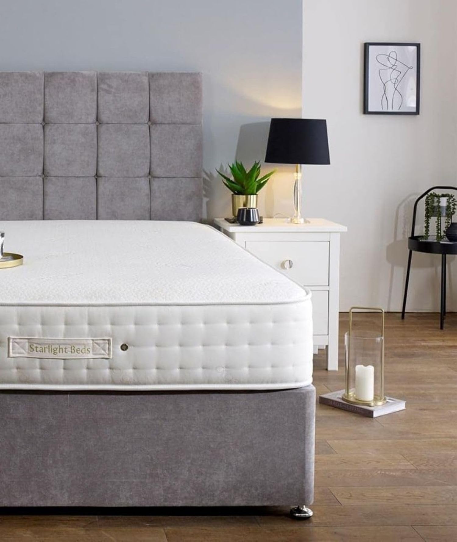 Starlight Beds Double Pocket Sprung Mattress. 9 Inch Deep Pocket Sprung Double Mattress with Memory Foam. White, Medium Firmness.(135cm x 190cm x 23cm) (4ft6 x 6ft3)
