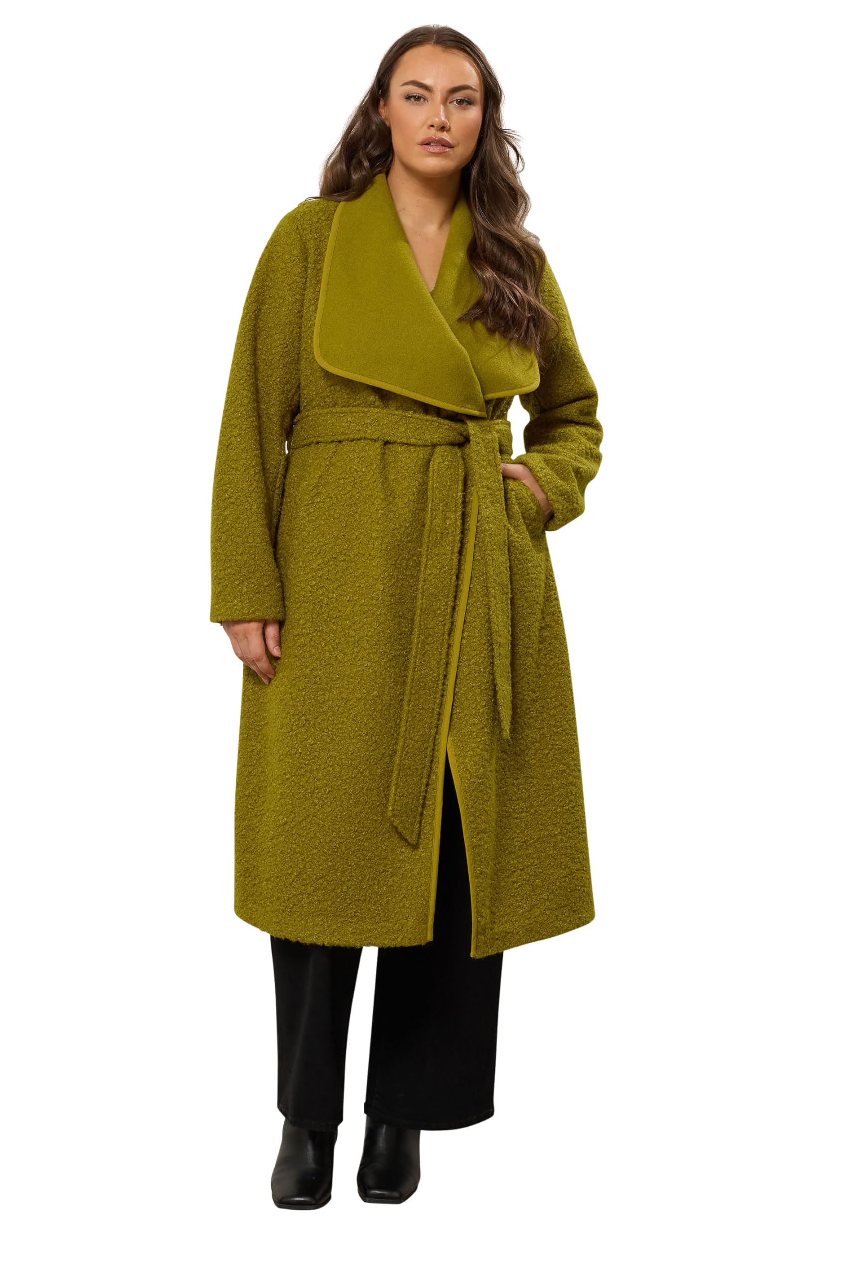 Evans Women's Green Curve Waterfall Coat - Plus Size Curve