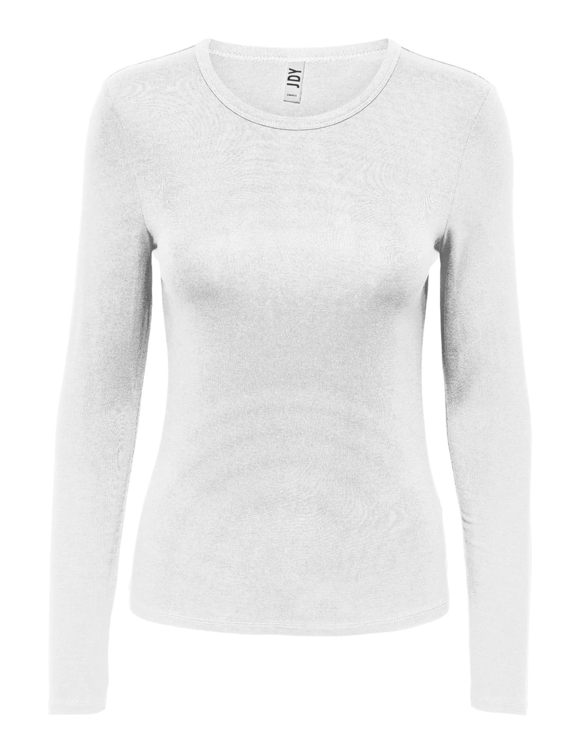 JDY Langarmshirt Damen Langarmshirt Slim Fit Rundhals – Weiß, Größe XL