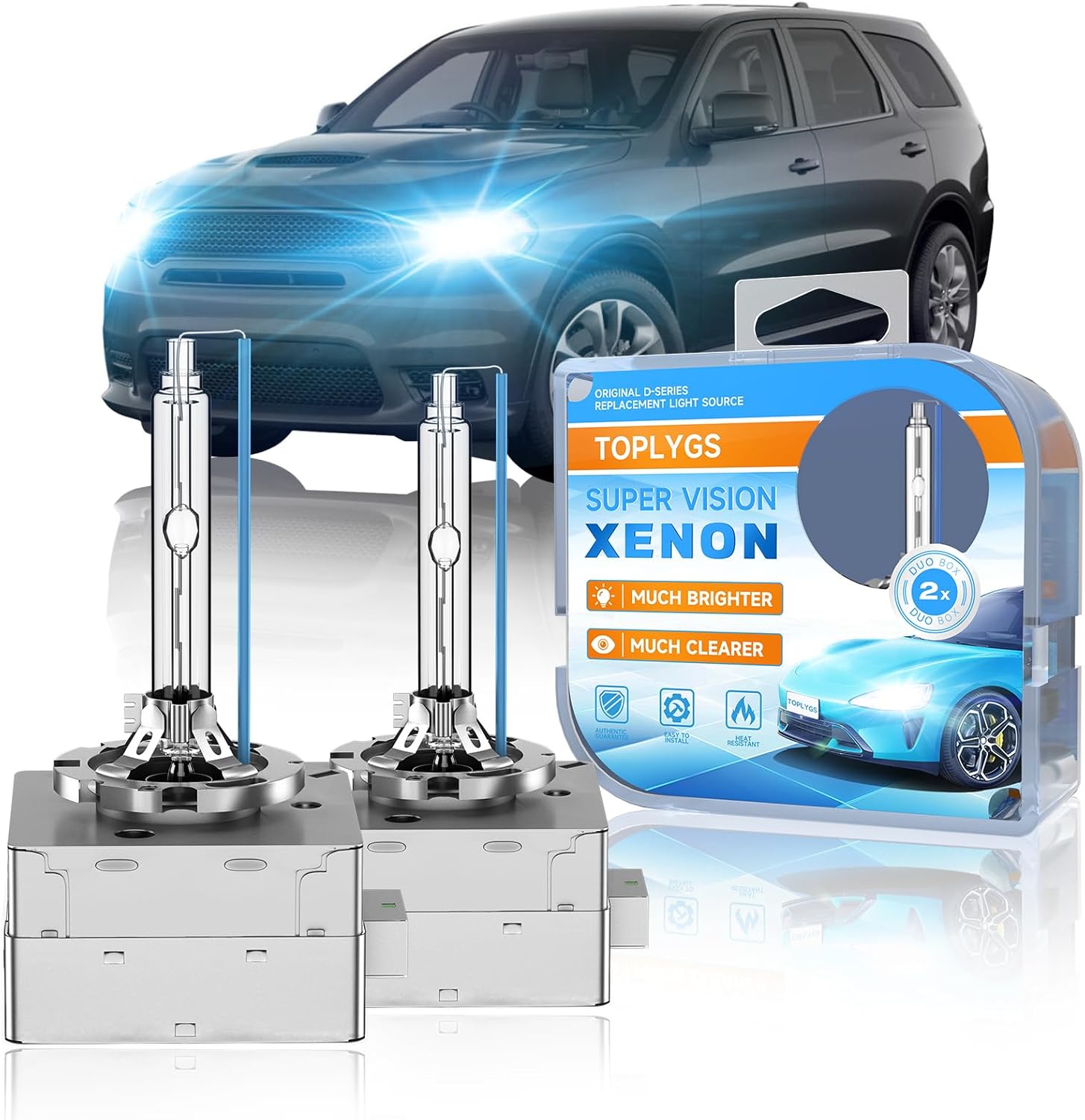 D3S HID Xenon Bulb Fit for Dodge 2014-2020 Durango RT SRT GT SXT Sport 2013-2016 Dart, 8000K Bright Blue, OEM High Low Beam Xenon Lights Replacement, Pack of 2