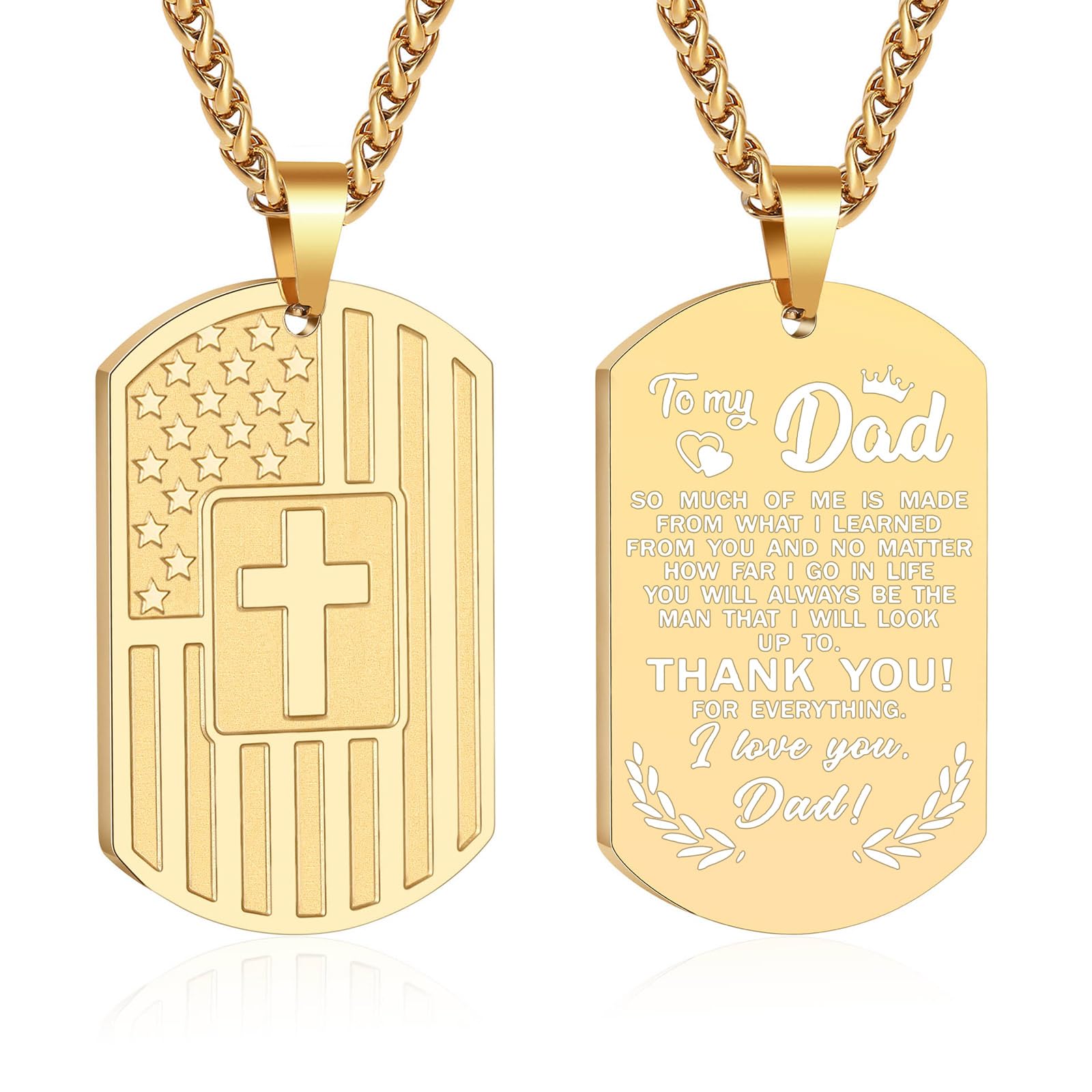 Zocomi To My Son Dad Brother Husband Grandson Grandpa Boyfriend Man Dog Tag Cross Necklace Christian American Flag Birthday Graduation Gifts Jewelry