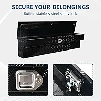 Vista 3 de 60'' Inch Aluminum Side Mount Truck Tool Box Pick Up Truck Bed RV Trailer Toolbox Storage Organizer with Side Handle, Lock & Keys，Black,5 Bar Tread