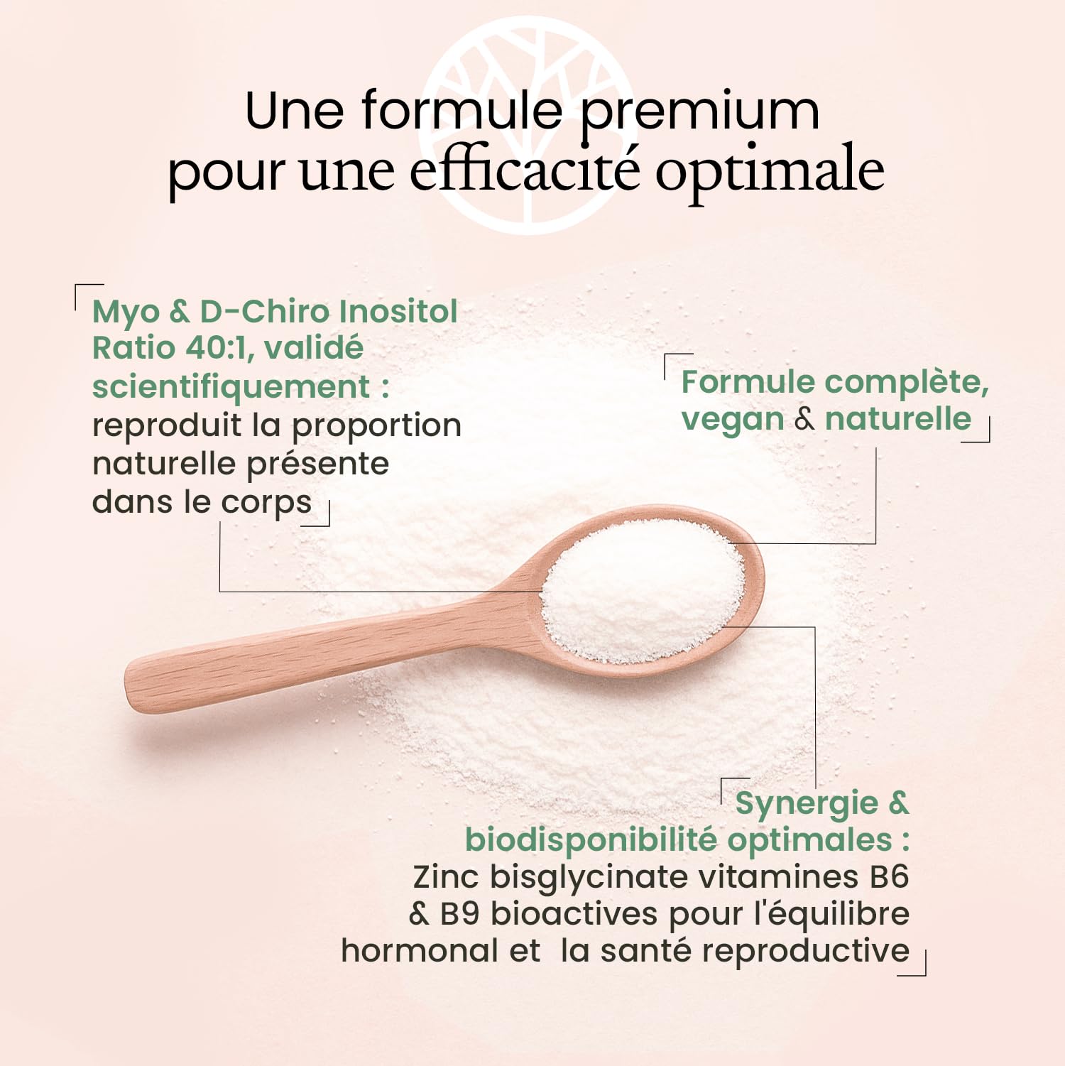 Myo-Inositol + D-Chiro-Inositol | Avec Zinc Bisglycinate, B6 et Acide Folique B9 Quatrefolic® | SOPK, Soutien Hormonal et Métabolique | Ratio Optimal 40:1 | 120 Grammes Poudre Goût Neutre | Terravita
