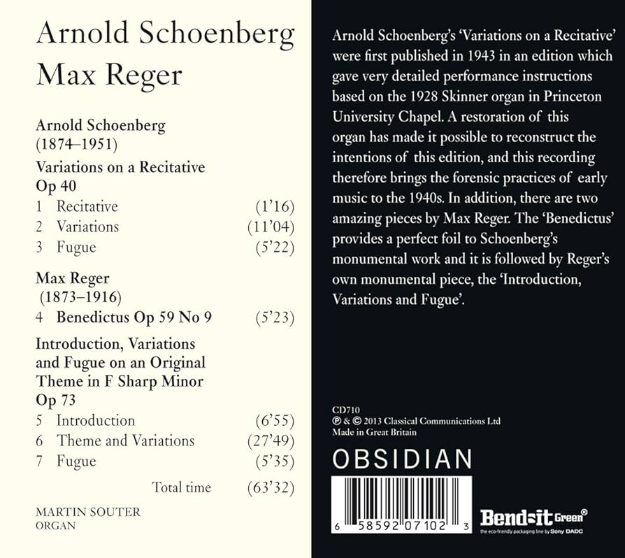 その他 Schoenberg/Reger: Variations [CD] Schoenberg: Variations On A Recitative/Reger: Benedictus