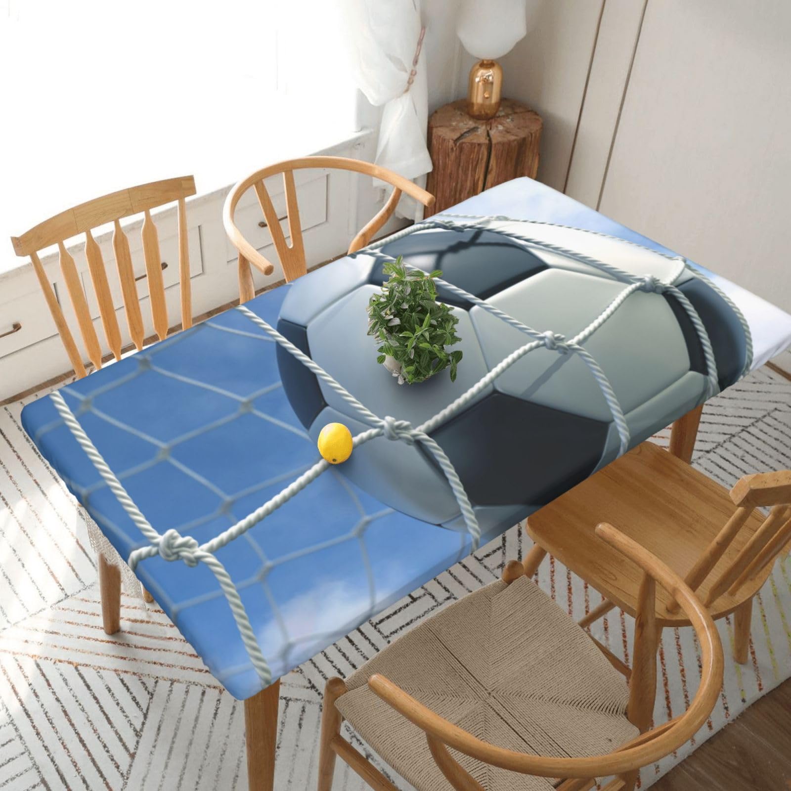 BNVSADC Soccer Printed 5FT Tablecloth Polyester Kitchen Water Resistant Table Cloth Dining Table Decoration Table Covers, 152x76 CM