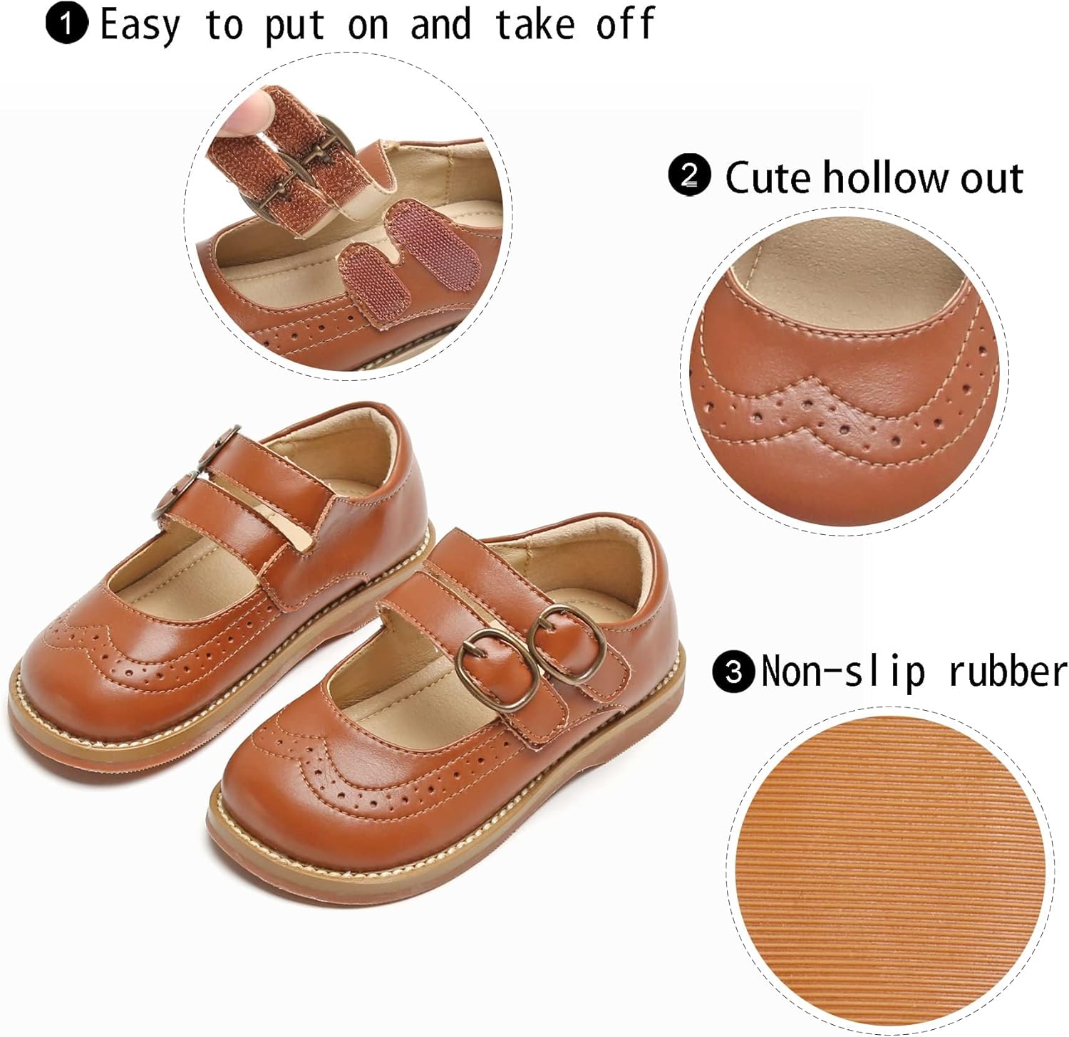 GINFIVE Toddler Little Girls Mary Janes Flats Girls Dress Shoes Kids Shoes - Image 7