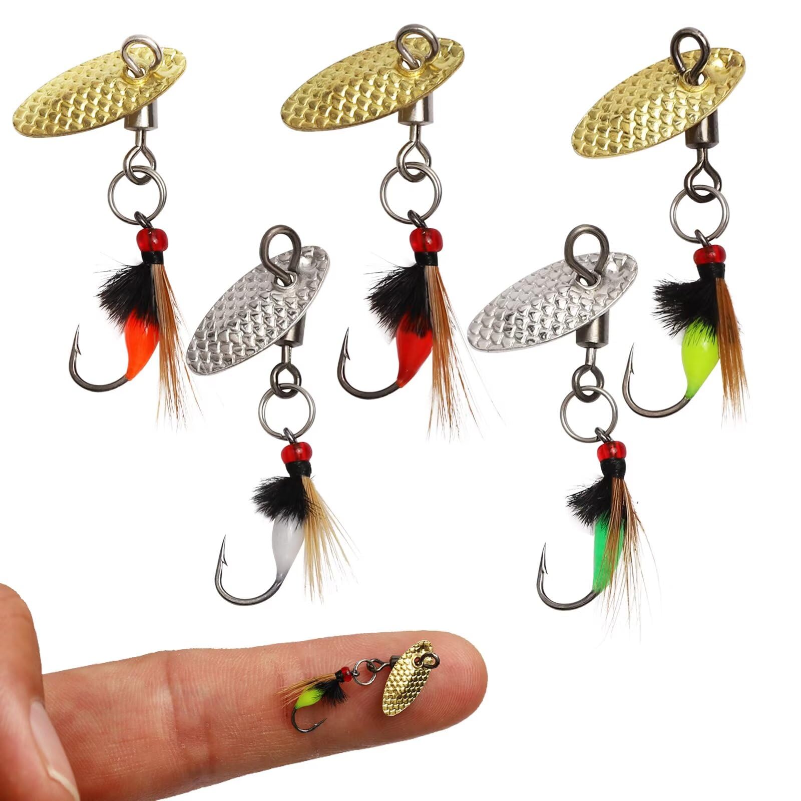 Dovesun 5PCS Fly Fishing Lures Fly Fishing Flies Wet Flies Lures with Spinner for Bass Sunfish, Pike