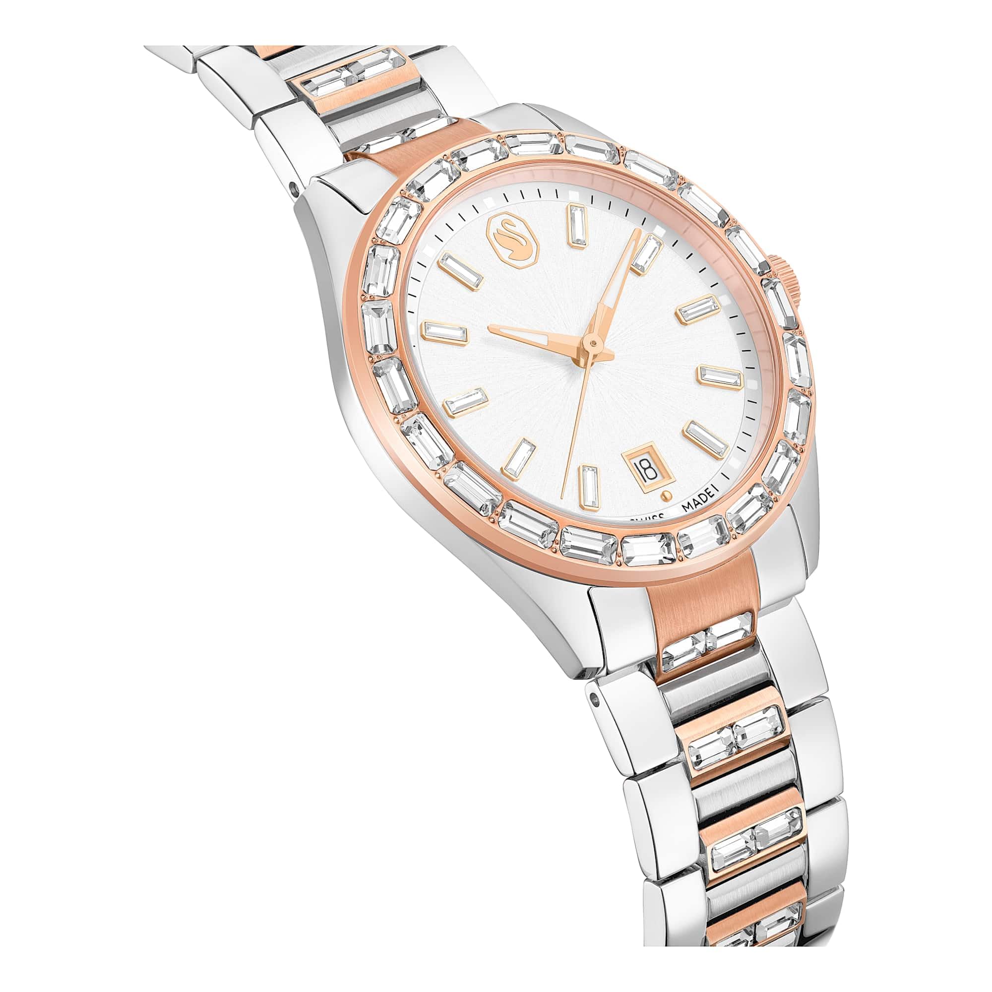 Swarovski Matrix Kollektion Date Uhr, Swiss Made, Metal Armband