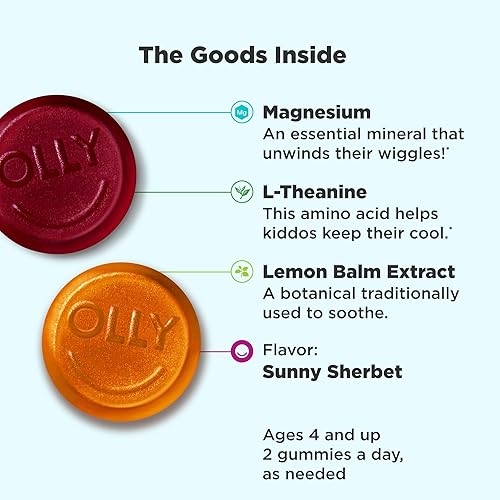 Miniatura 6 de SmartyPants Gomitas multivitamínicas para niños, sin azúcar Omega 3 (ALA) y OLLY Kids Chillax, gomitas de magnesio más L-teanina, bálsamo de limón,