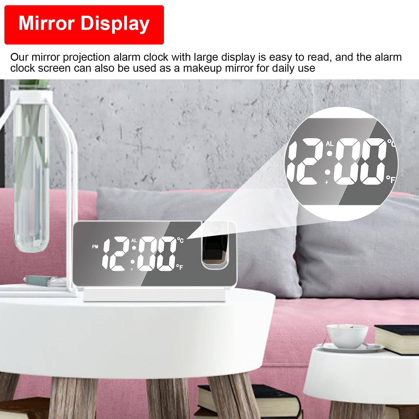 Sveglia Con Proiezione A 180°, Sveglia Digitale Con Grande Schermo LED Sveglia Analogica Senza Ticchettio Con Visualizzazione Di Data E Temperatura Sveglia Digitale Per Camera Da Letto 90312203 Sveglia Con Proiezione A 180°, Sveglia Digitale Con Grande Schermo LED Sveglia Analogica Senza Ticchettio Con Visualizzazione Di Data E Temperatura Sveglia Digitale Per Camera Da Letto 90312203