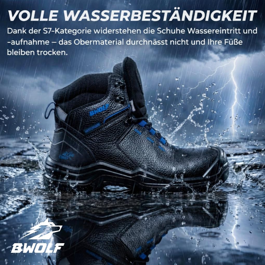 BWOLF PANZER HI S7S Wasserdichte Sicherheitsschuhe S7S | Komposit-Zehenkappe | Kevlar Durchtrittschutz | Rutschfeste PU-Sohle