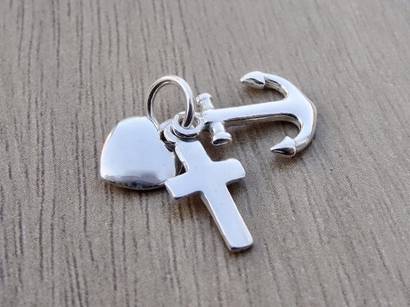 Faith Hope Love Pendant Sterling Silver 925 Cross Anchor Heart Small Necklace Charm Jewelry - Image 7