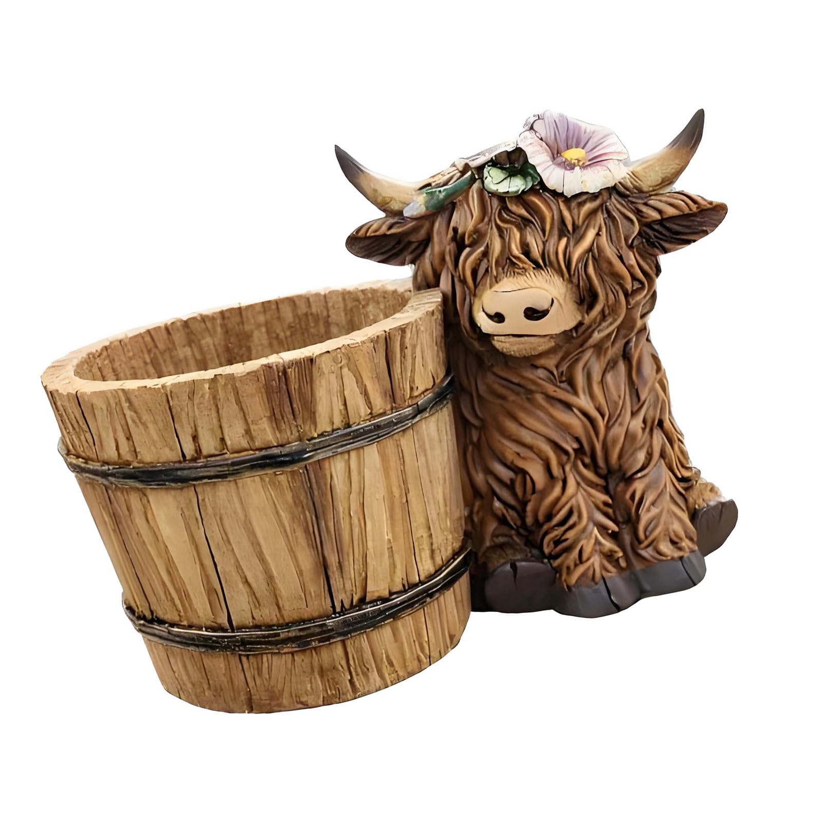 Piceioep Handcrafted 3D Cow Statue Featuring Detachable Flower Pots Container Ideal for Patios Tabletop Garden Decoration Delightful Resin Cow Planter Container