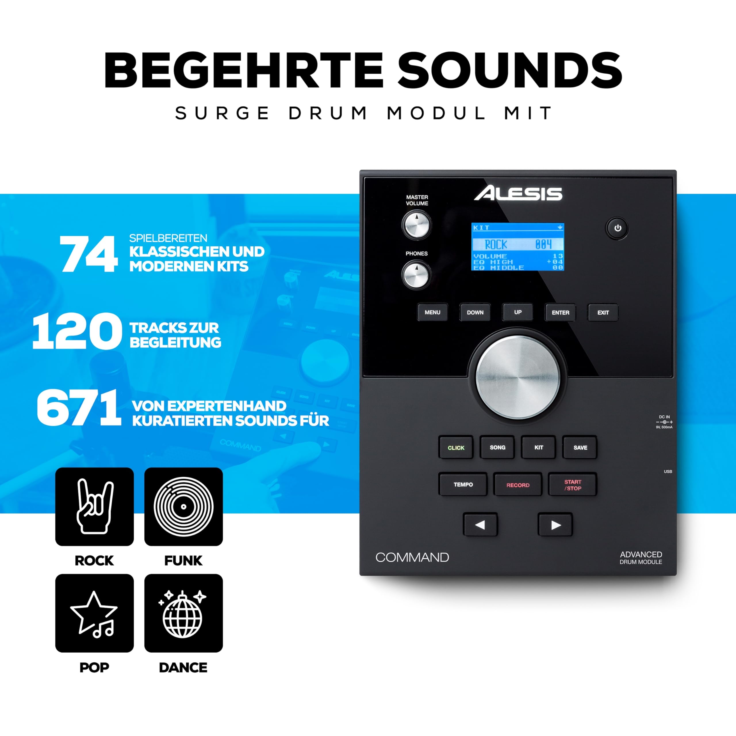 Alesis Command SE Kit - Schlagzeug Elektronisch mit USB MIDI Anschlüsse, E-Drums mit 600+ Schlagzeug Sounds und 120 Play Along Tracks und Drumsticks