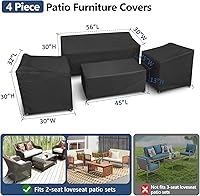 Vista 2 de STARTWO - Funda impermeable para muebles de exterior, juego de 4 piezas para sofá de patio, sillas de césped, mesa de café, a prueba de viento