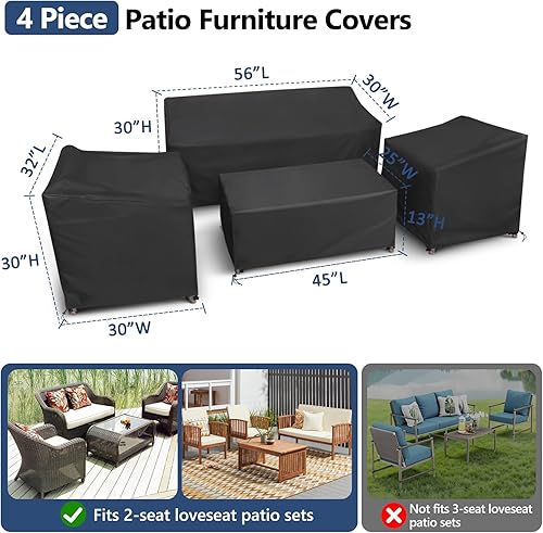 Miniatura 9 de STARTWO - Funda impermeable para muebles de exterior, juego de 4 fundas para muebles de patio, fundas de patio resistentes para 1 funda de sofá, 2