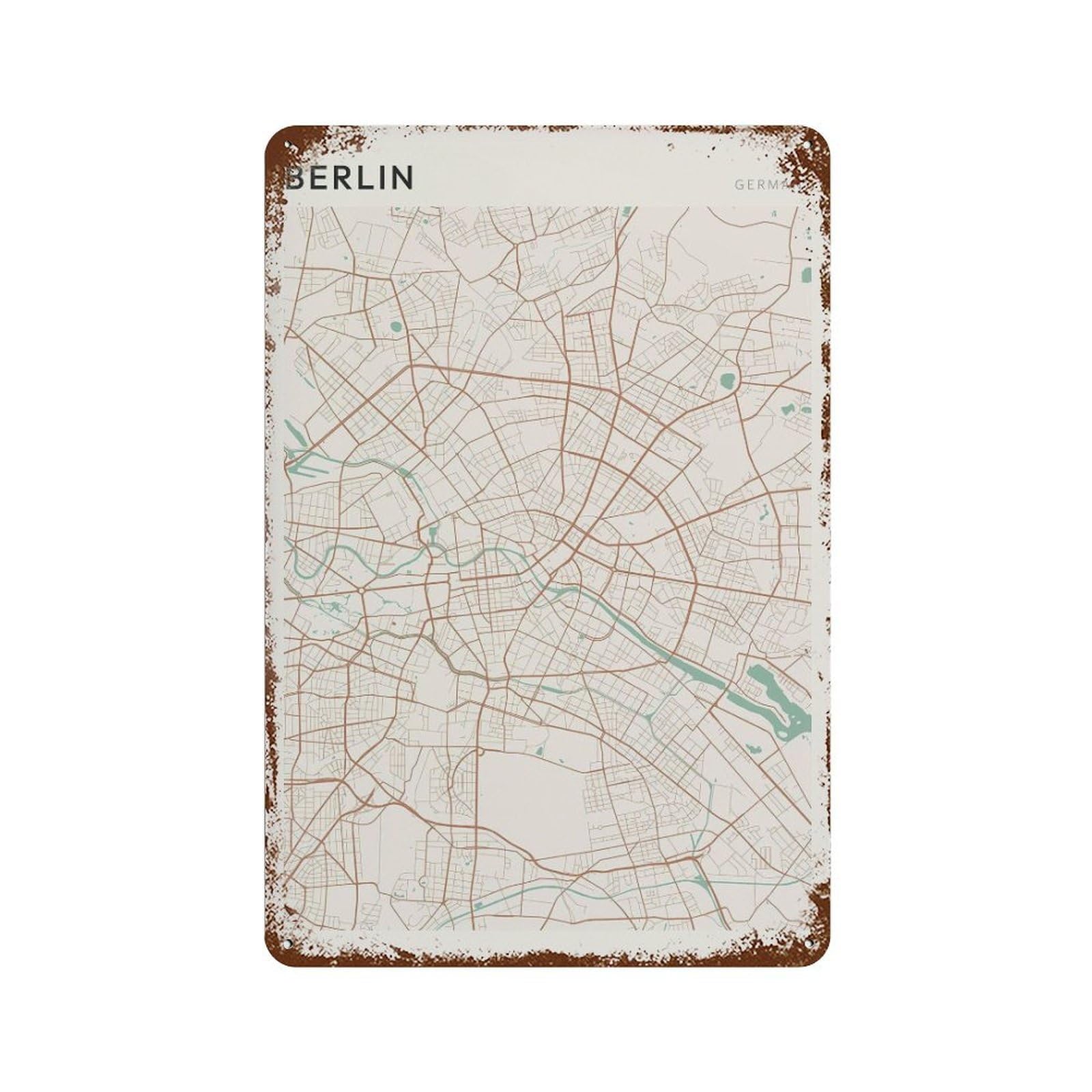 xiaoxiaoshen Berlin Map City Germany (2) Wall Decor Art Metal Tin Poster Modern Home Decor Art Home Bar Shop Decorations Vintage Sign 30x20cm