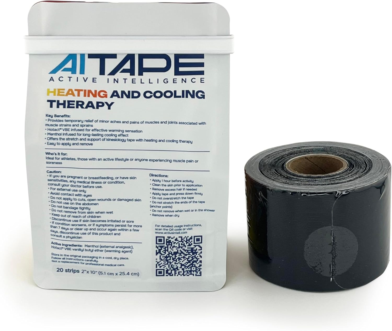 AI Tape Heating & Cooling Therapy – Dual Action Kinesiology Tape with Menthol for Muscle & Joint Pain Relief | Precut Athletic Tape for Back, Shoulder, Knee, Recovery – 20 Strips - Image 2