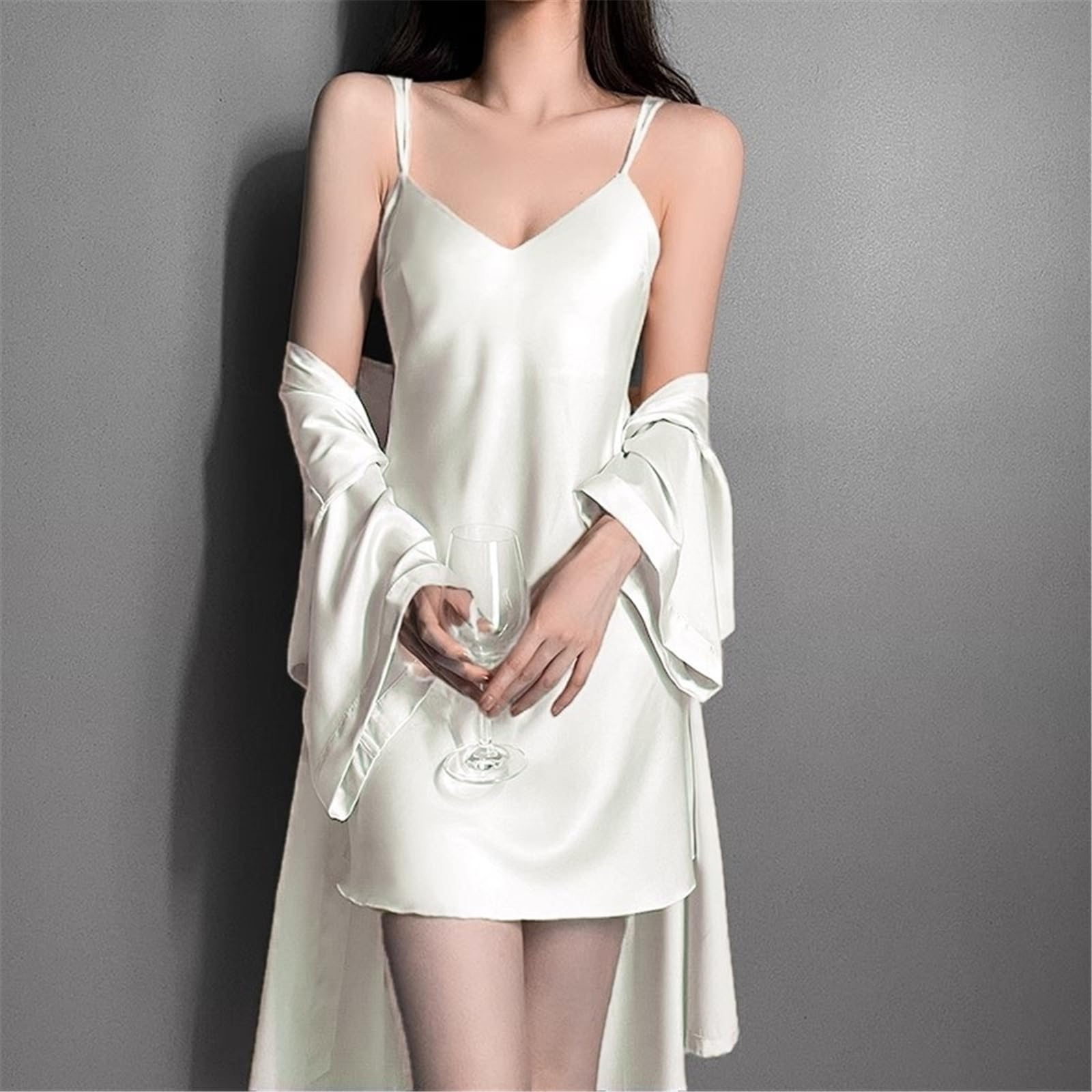Koszulka Lodowy Jedwab V-Neck Krzyż Plecy Padded Satyna