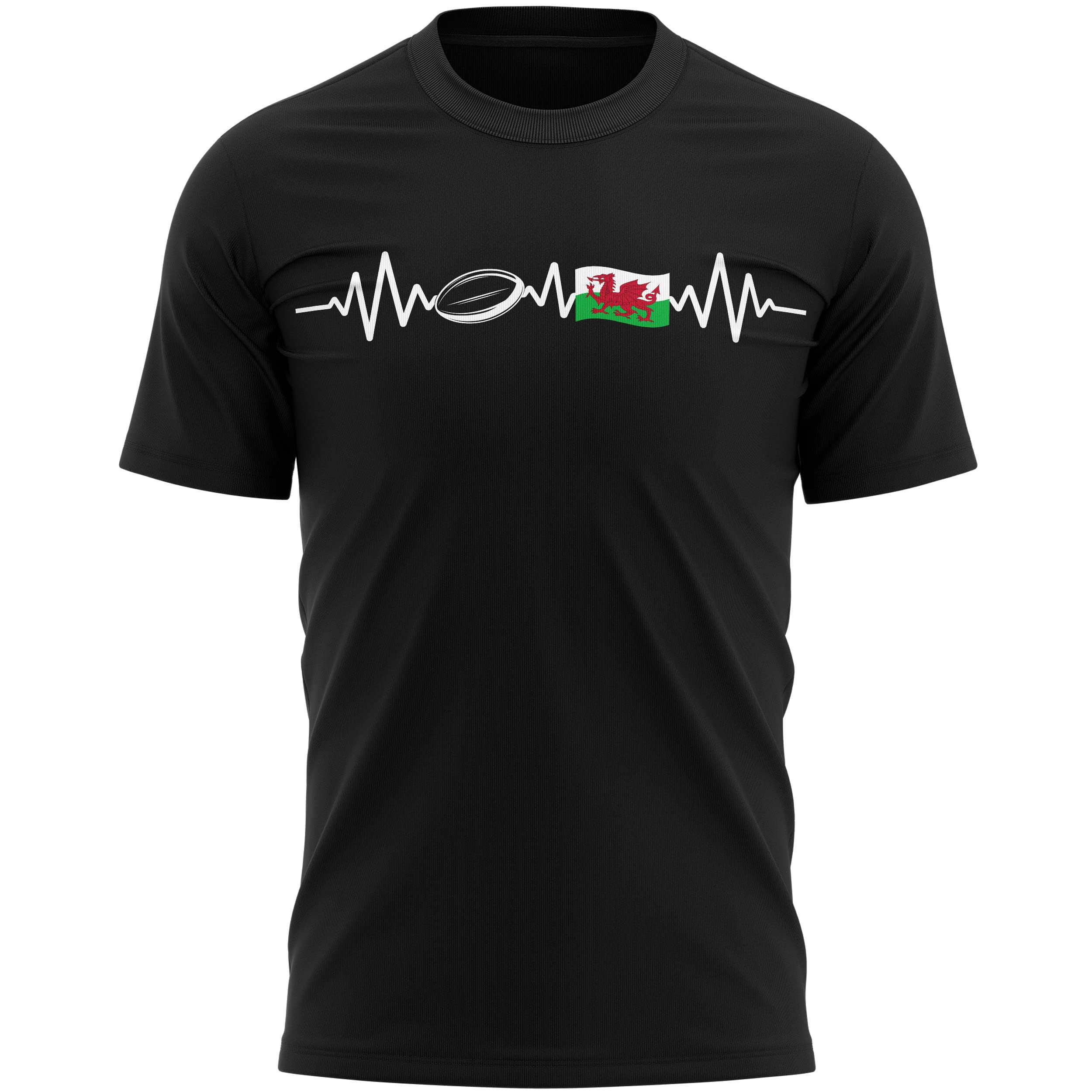 Wales Heartbeat Rugby T Shirt Mens Welsh Football Rugby Supporter Cymru Tee Top