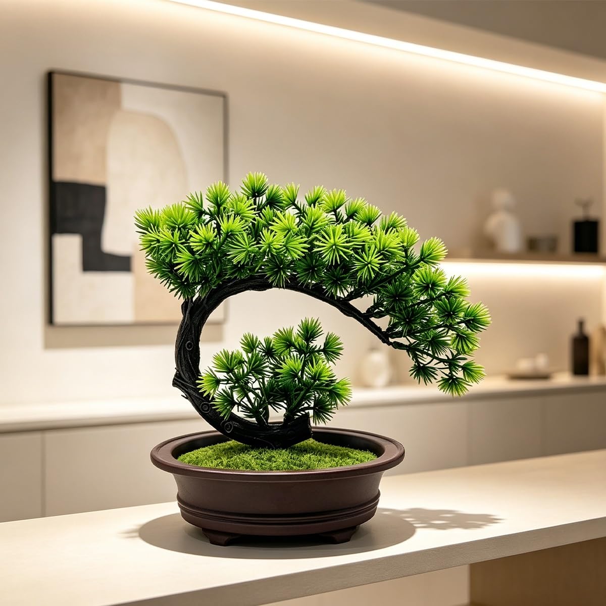 Mini Faux Arbre Artificiel Bonsaï Pin Bienvenue, Plantes Artificielles